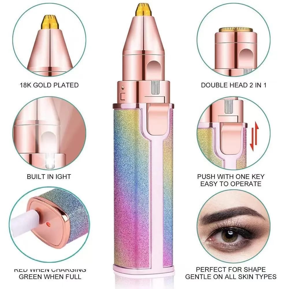 Rechargeable Eyebrow Trimmer for Women Pink Glitter 2 in 1