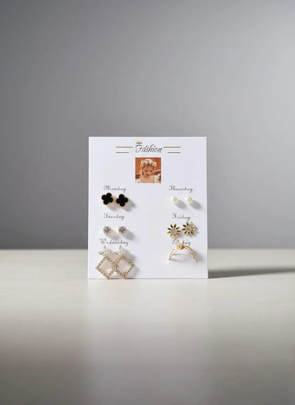 6-Piece Gold Plated Crystal Earrings Set for Women