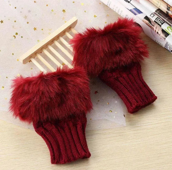 Maroon Fingerless Wool Gloves for Winter & Festive Wear