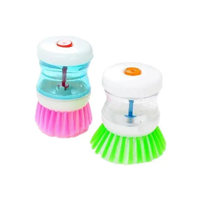 2 pcs Scrub Kitchen Wash Tool And Dishwashing Brush For Kitchen Cleaning Brush And Pot Dish Plastic Brush With Washing Up Liquid For Self Dispensing Cleaning Brush Soap Dispenser Brush