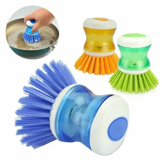 2 pcs Scrub Kitchen Wash Tool And Dishwashing Brush For Kitchen Cleaning Brush And Pot Dish Plastic Brush With Washing Up Liquid For Self Dispensing Cleaning Brush Soap Dispenser Brush
