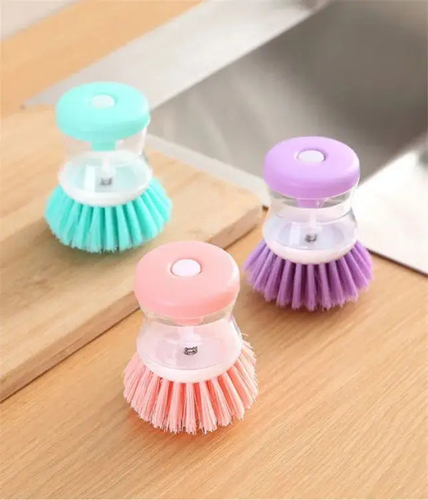 2 pcs Scrub Kitchen Wash Tool And Dishwashing Brush For Kitchen Cleaning Brush And Pot Dish Plastic Brush With Washing Up Liquid For Self Dispensing Cleaning Brush Soap Dispenser Brush
