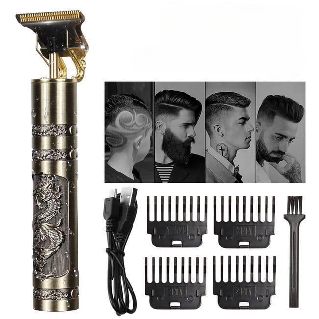 Men Hair Clipper with Dragon Design Carbon Steel Blade