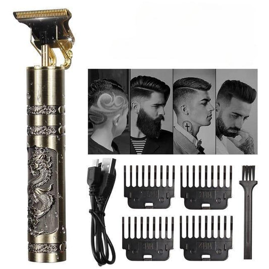 Men Hair Clipper with Dragon Design Carbon Steel Blade