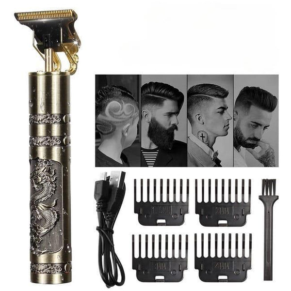 Men Hair Clipper with Dragon Design Carbon Steel Blade