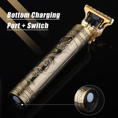 Men Hair Clipper with Dragon Design Carbon Steel Blade