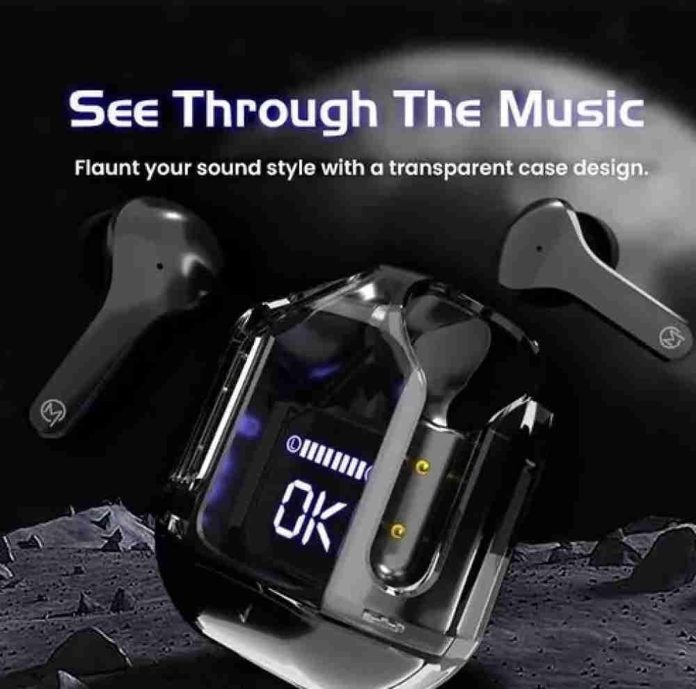 Wireless Noise-Cancelling Earbuds Black Transparent Bluetooth 5.3