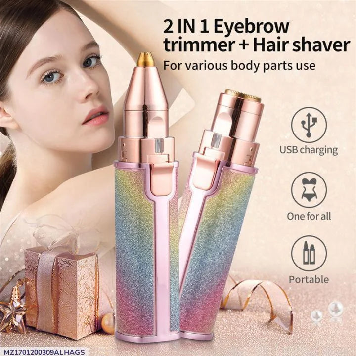 Rechargeable Eyebrow Trimmer for Women Pink Glitter 2 in 1