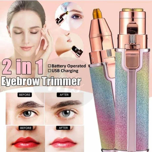 Rechargeable Eyebrow Trimmer for Women Pink Glitter 2 in 1