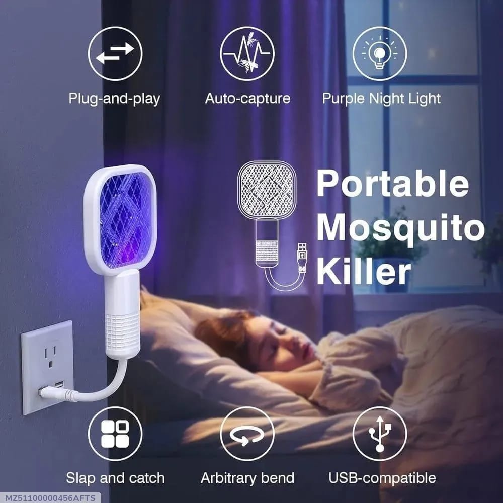 Portable Mosquito Killer Electric Swatter Purple Night Light