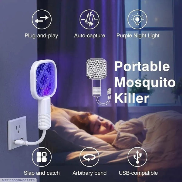 Portable Mosquito Killer Electric Swatter Purple Night Light