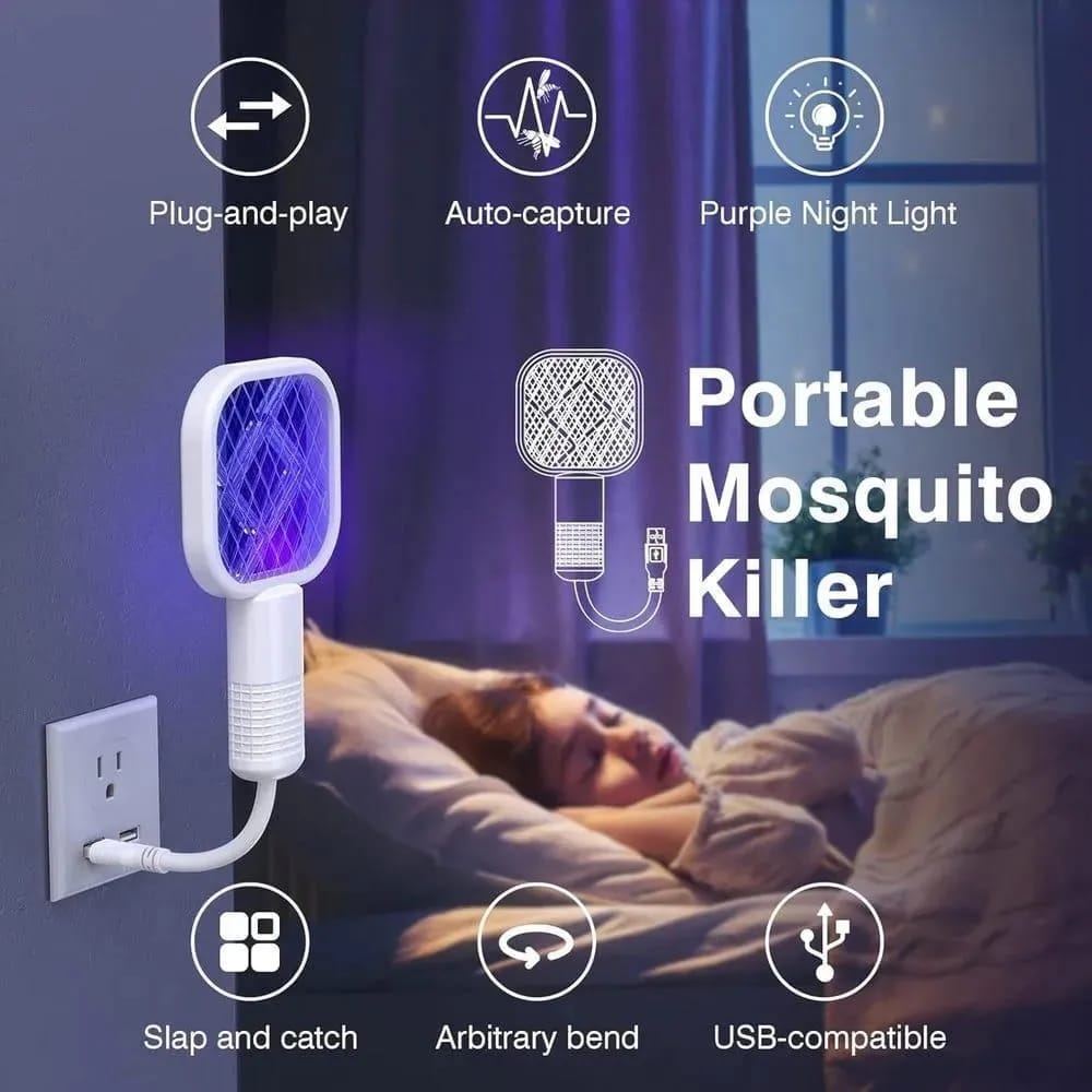 Portable Mosquito Killer Electric Swatter Purple Night Light