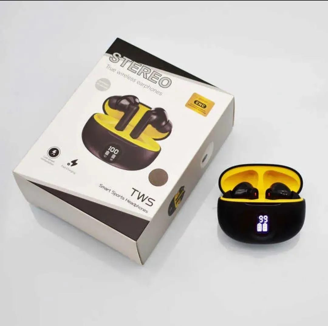 Premium Wireless Earbuds Black Yellow Bluetooth 5.3