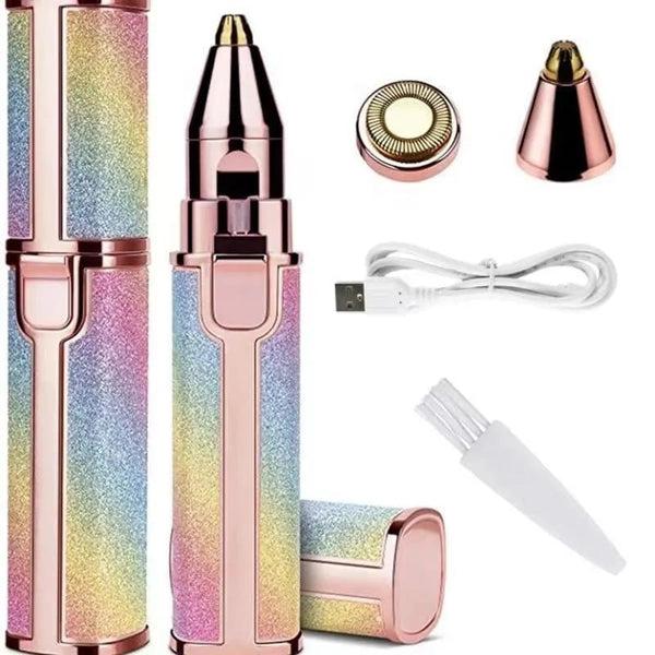 Rechargeable Eyebrow Trimmer for Women Pink Glitter 2 in 1