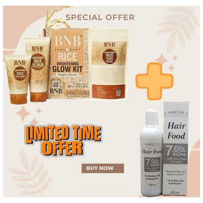 BNB Rice Glow Kit + Hair Food 4 in 1 Bundle