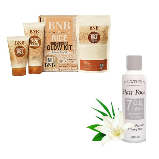 BNB Rice Glow Kit + Hair Food 4 in 1 Bundle