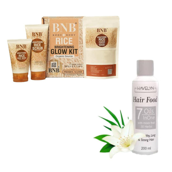 BNB Rice Glow Kit + Hair Food 4 in 1 Bundle