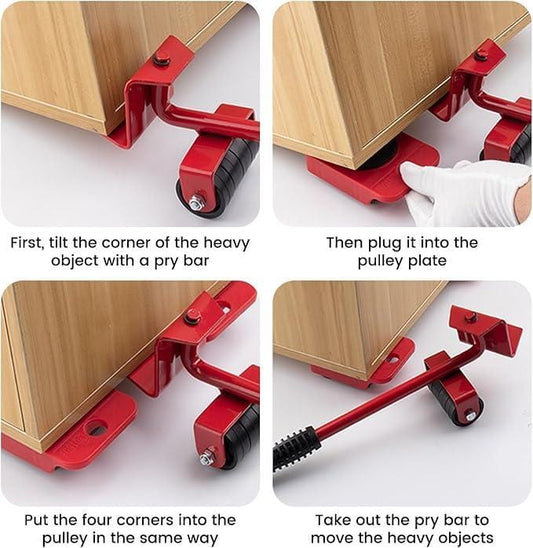 Red Metal Furniture Mover Tool Set 11.9