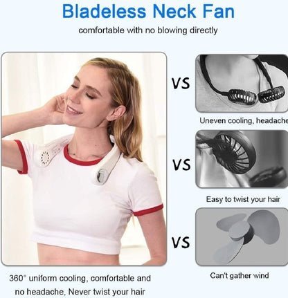Rechargeable Bladeless Neck Fan White Lightweight