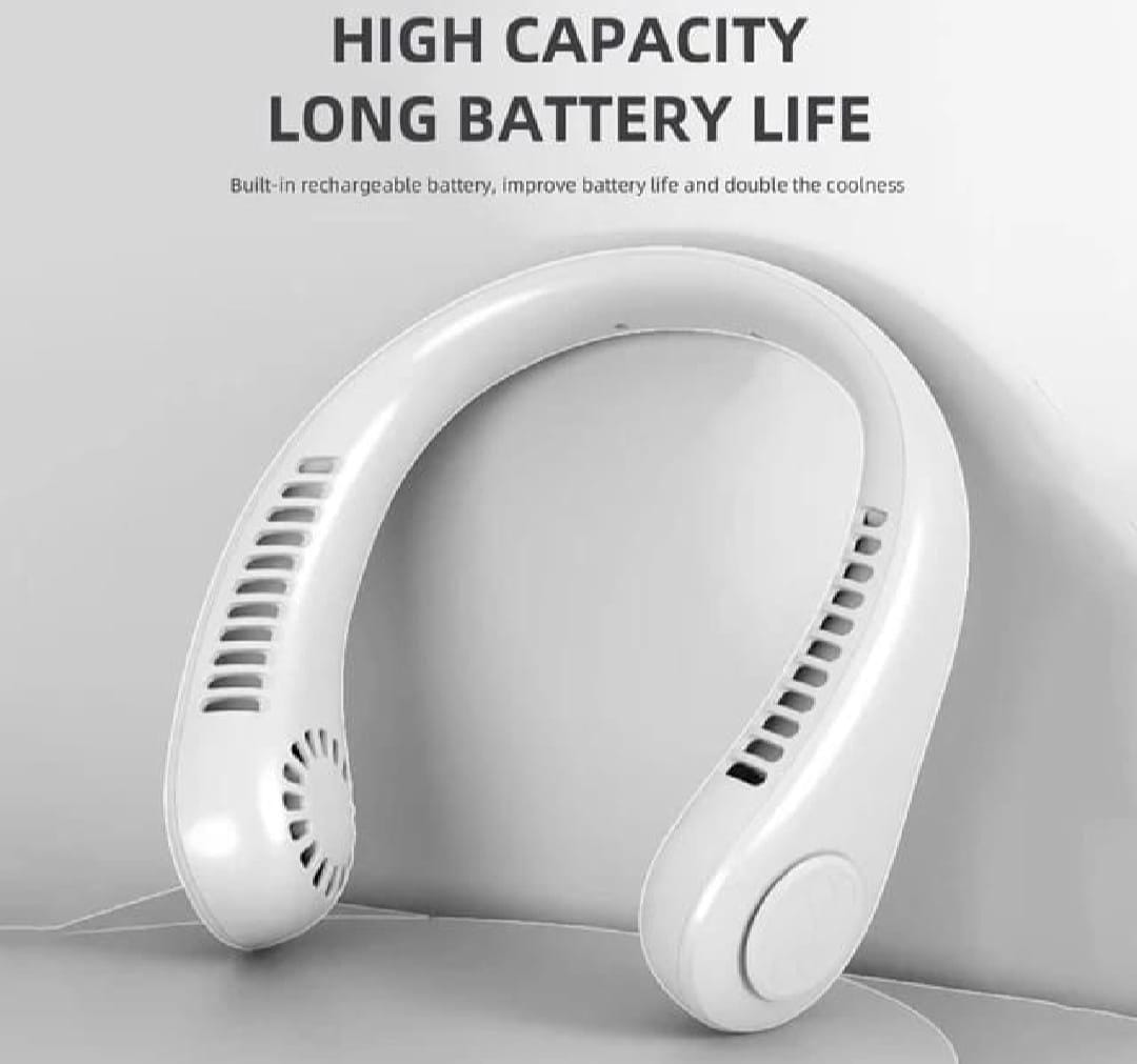 Rechargeable Bladeless Neck Fan White Lightweight