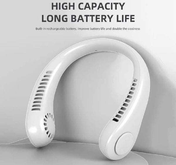 Rechargeable Bladeless Neck Fan White Lightweight