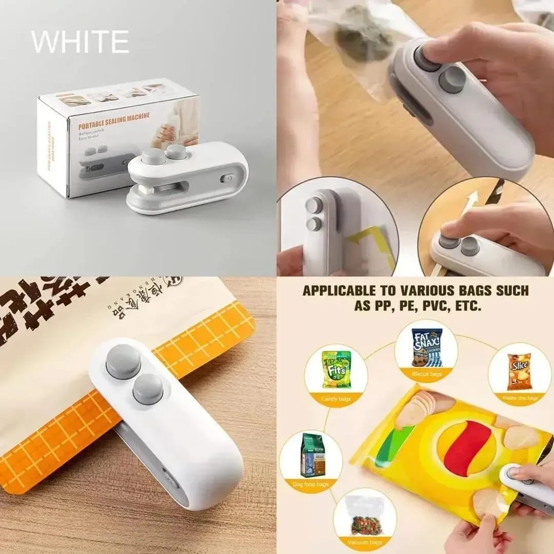 2 in 1 Portable Leak-Proof Bag Sealer Machine White ABS