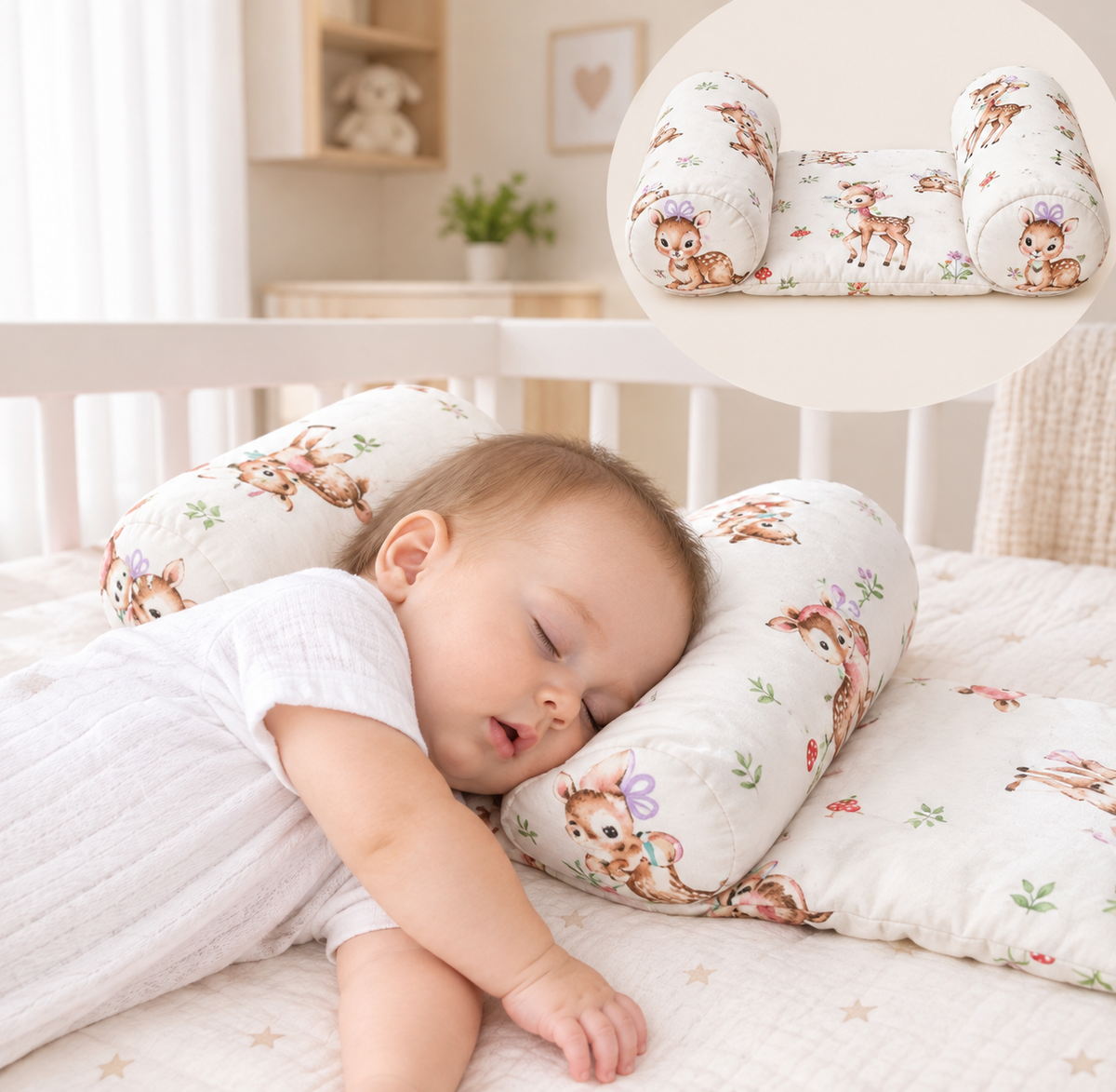 Baby Head Pillow 360° Support – Soft Cotton, Cute Design